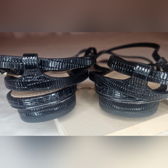 Via Spiga Calandre Black Croc Embossed Leather Mediterranean Sandal Sz 6 NWT - Picture 10 of 12